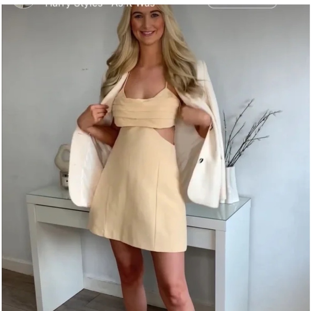Zara cut out linen blend dress